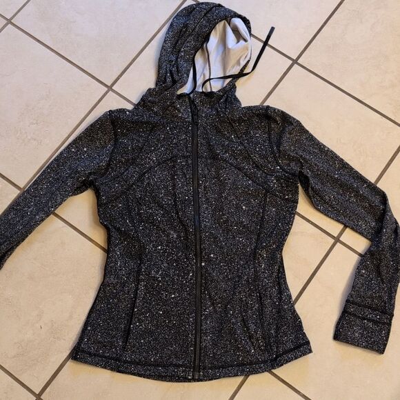 Lululemon Hooded Define Jacket Luminescence Splatter White Black Size 10 - Picture 3 of 10